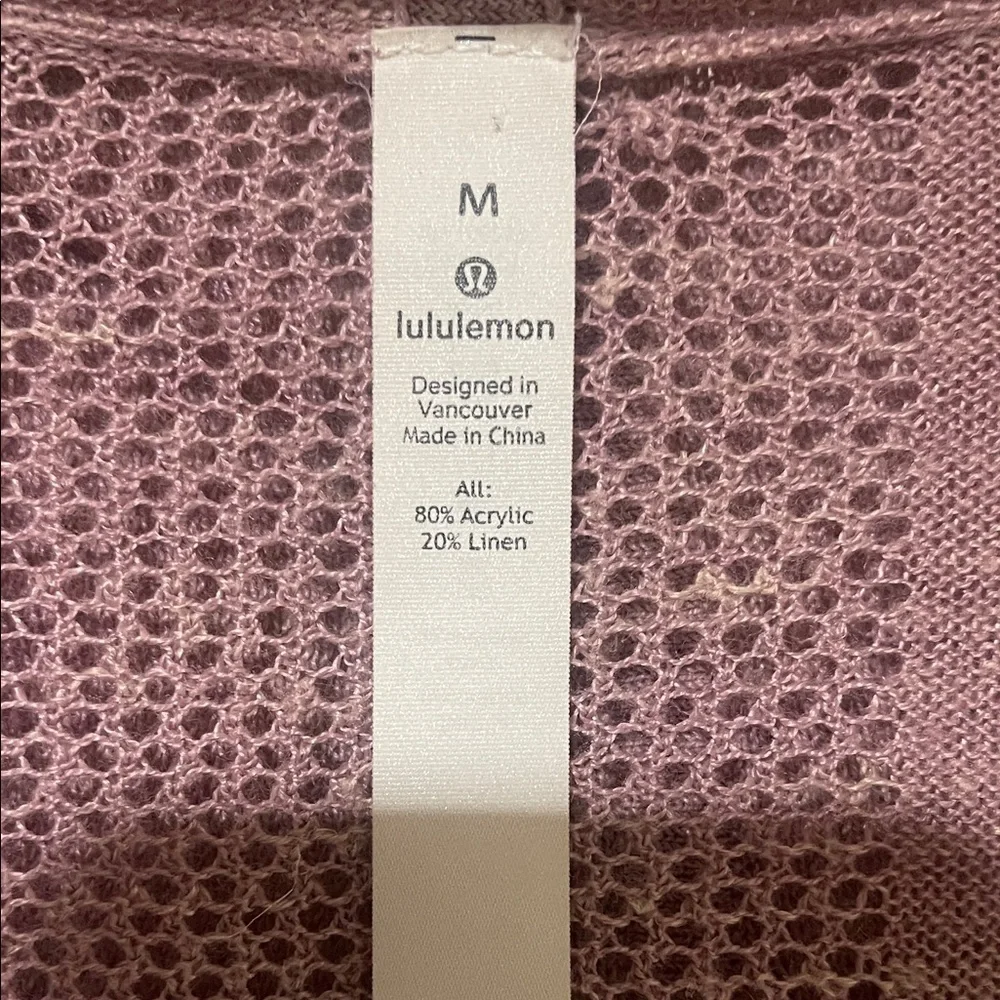 lululemon athletica Linen Blend Dusty Pink Light Hoodie Sweater Cardigan SZ M - Picture 10 of 15